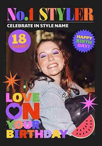 Tap to view No 1 Styler Magazine 18th Birthday Photo Card