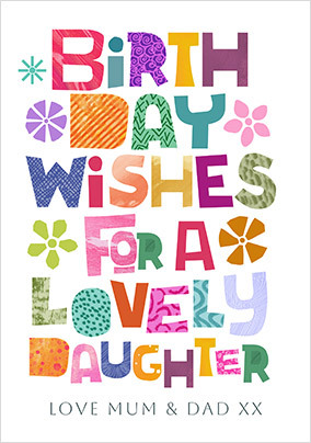 Birthday Wishes for Daughter Birthday Card