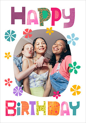 Colourful Happy Birthday Photo Card