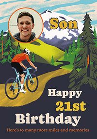 Tap to view Cyclist Son 21st Birthday Photo Card