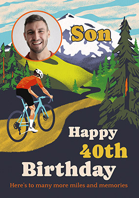 Cyclist Son 40th Birthday Photo Card