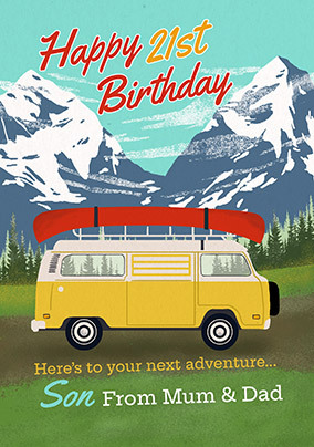 Camper Van Son 21st Birthday Photo Card