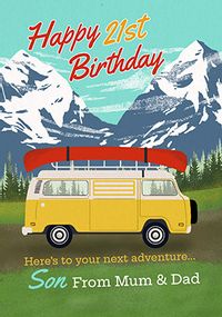 Tap to view Camper Van Son 21st Birthday Photo Card