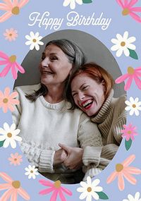 Tap to view Happy Birthday Bold Floral Border Photo Card