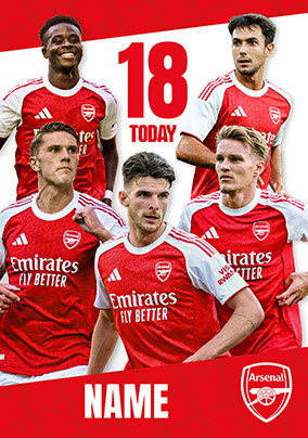 Arsenal Football Players Age 18 Birthday Card