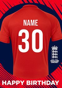 Tap to view England Cricket T-shirt 30th Birthday Card
