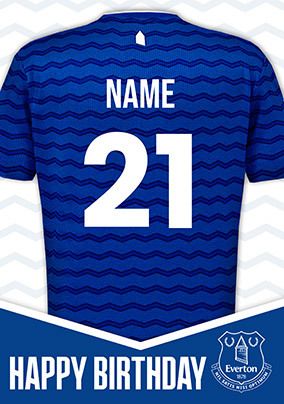 Photo of Everton Football T-shirt 21st Birthday Card
