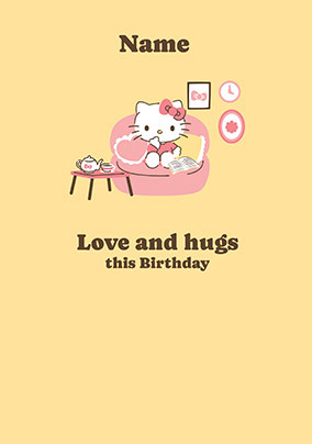 Hello Kitty Love And Hugs Birthday Card