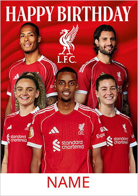Liverpool Male & Female Football Players Birthday Card