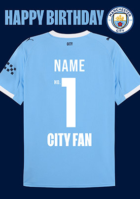 Manchester City Football T-shirt Birthday Card
