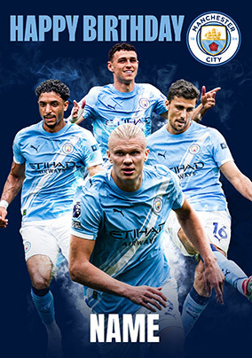 Manchester City Football Players Birthday Card
