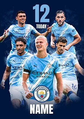 Photo of Manchester City Football Players 12th Birthday Card