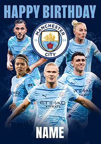 Tap to view Man City Male And Female Players Birthday Card