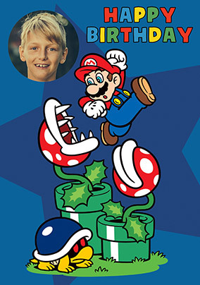 Super Mario Jump Birthday Photo Card