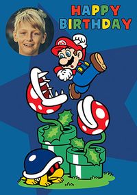Tap to view Super Mario Jump Birthday Photo Card