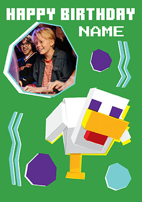 Minecraft Chicken Birthday Photo Card