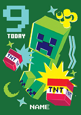 Minecraft Creeper 9 Today Birthday Cards