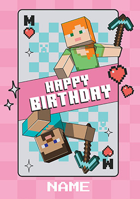Minecraft Playing Card Birthday Card