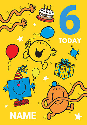 Mr Men 6 Today Birthday Card