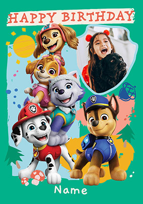 Paw Patrol Happy Birthday Photo Card