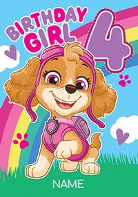 Tap to view Paw Patrol Birthday Girl Age 4 Birthday Card