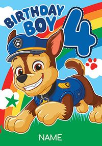 Tap to view Paw Patrol Birthday Boy Age 4 Birthday Card
