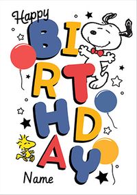 Tap to view Snoopy & Woodstock Birthday Balloons Card