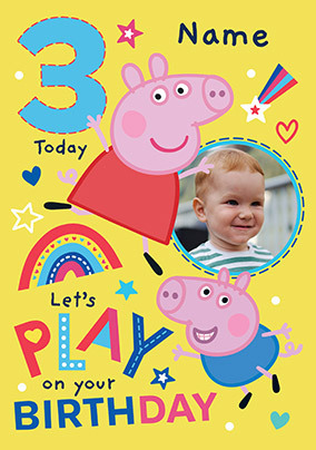 Peppa Pig Let's Play Age 3 Birthday Photo Card