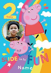 Tap to view Peppa Pig Fun Slide Age 2 Birthday Photo Card