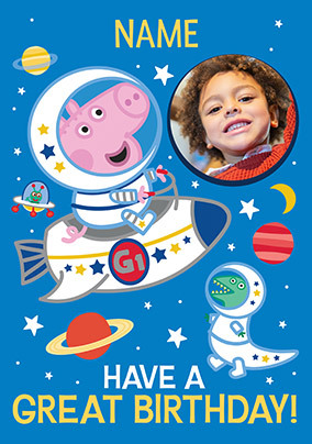 Peppa Pig Astronaut Georgie Birthday Photo Card