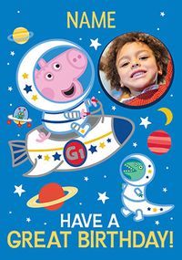 Tap to view Peppa Pig Astronaut Georgie Birthday Photo Card