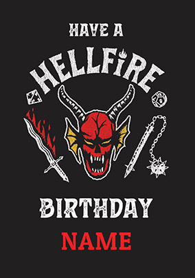 Stranger Things Hellfire Birthday Card