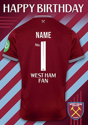 Photo of West Ham Football T-shirt Birthday Card