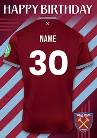 Tap to view West Ham Football T-shirt 30th Birthday Card