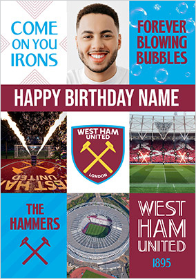 West Ham United Birthday Photo Card
