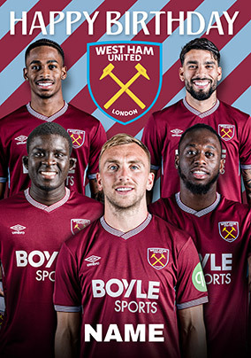 West Ham Male Football Players Birthday Card