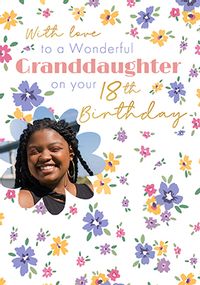 Tap to view Ditsy Floral Granddaughter 18th Birthday Photo Card