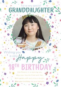 Tap to view Floral Verse Granddaughter 18th Birthday Photo Card