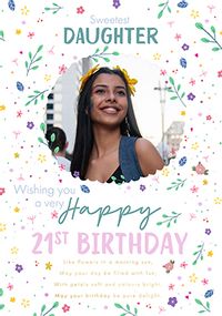 Tap to view Ditsy Floral Daughter 21st Birthday Photo Card
