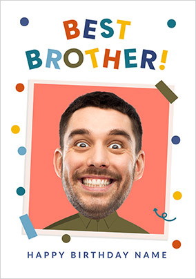 Funky Faces Best Brother Birthday Photo Card