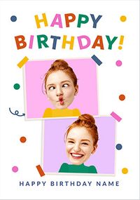 Tap to view Funky Faces 2 Photo Happy Birthday Card
