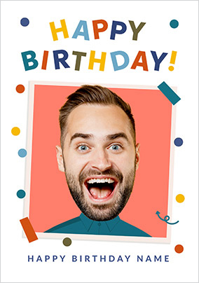Funky Faces Shirt Birthday Photo Card