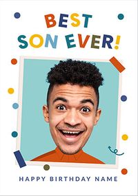 Tap to view Funky Faces Best Son Birthday Photo Card