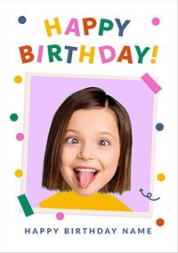Tap to view Funky Faces Yellow Shirt Birthday Photo Card