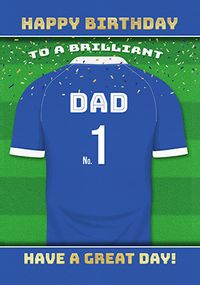 Tap to view Dad Blue Personalised Football Shirt Birthday Card