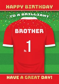 Tap to view Brother Red Personalised Football Shirt Birthday Card