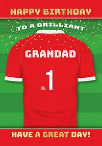 Tap to view Grandad Red Personalised Football Shirt Birthday Card