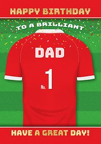 Tap to view Dad Red Personalised Football Shirt Birthday Card