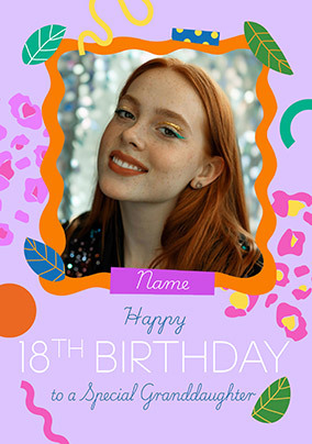Animal Print Granddaughter 18th Birthday Photo Card