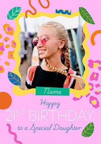 Tap to view Animal Print Daughter 21st Birthday Photo Card